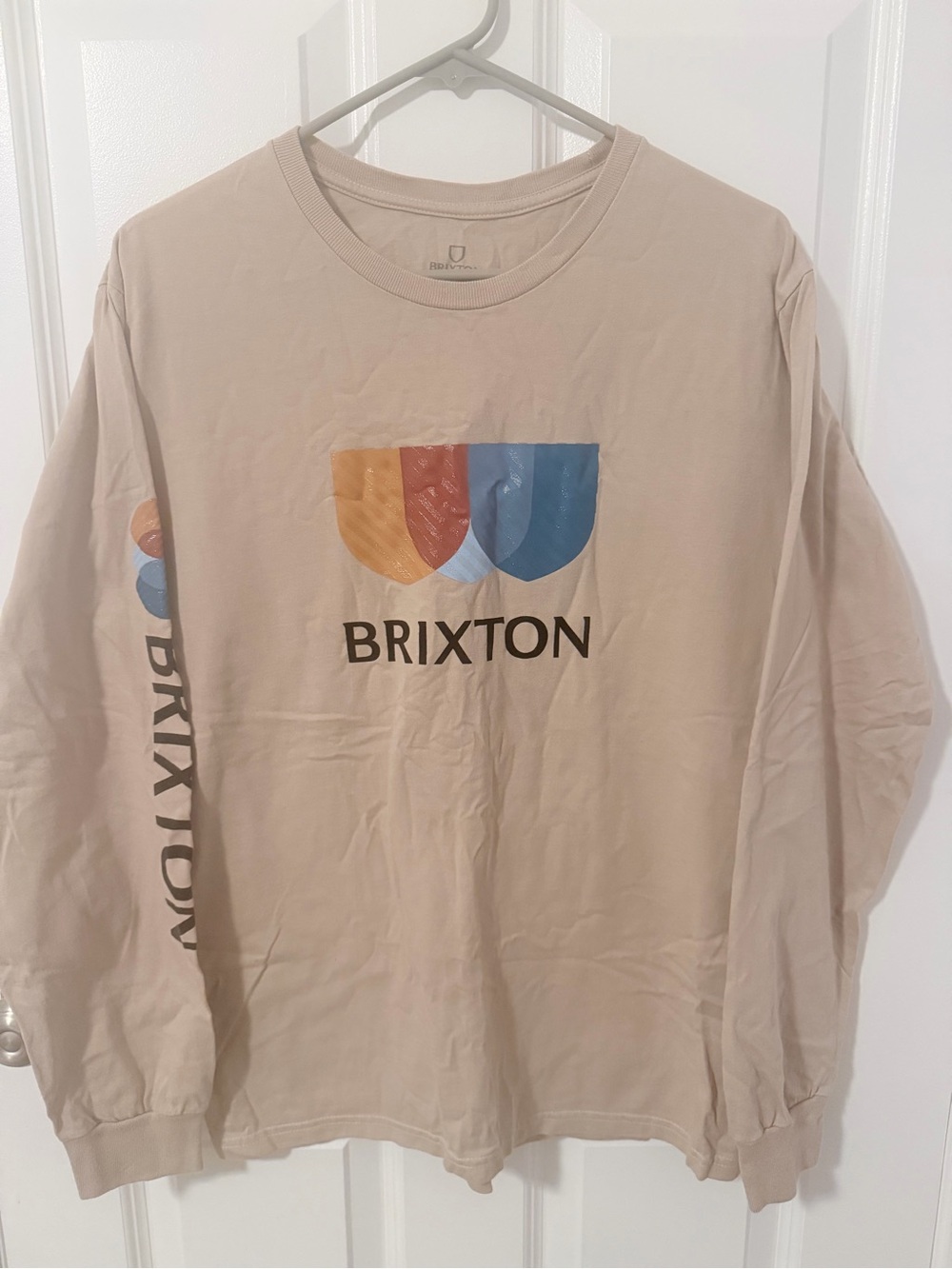 Brixton Beige Long Sleeve Shield Logo Tee